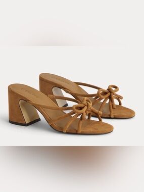 Everlane The Bow Suede Heeled Bow Sandals Canyon 9 NIB